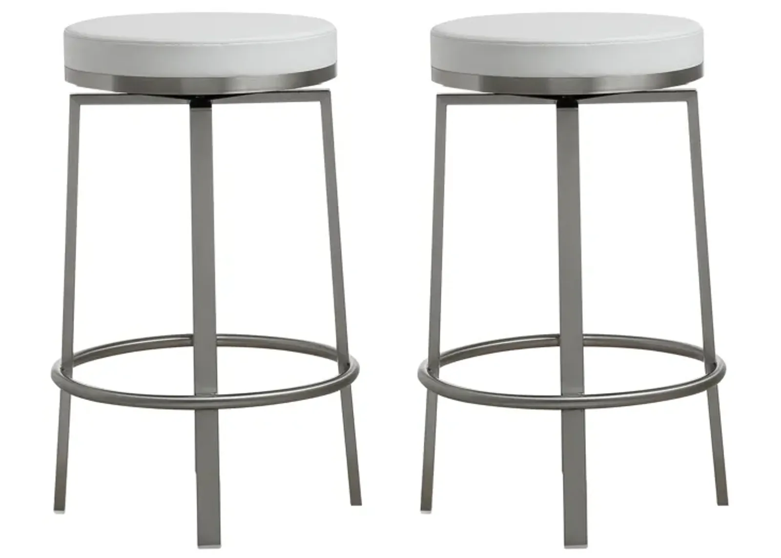 Pratt White Performance Vegan Leather Swivel Counter Stool - Set of 2