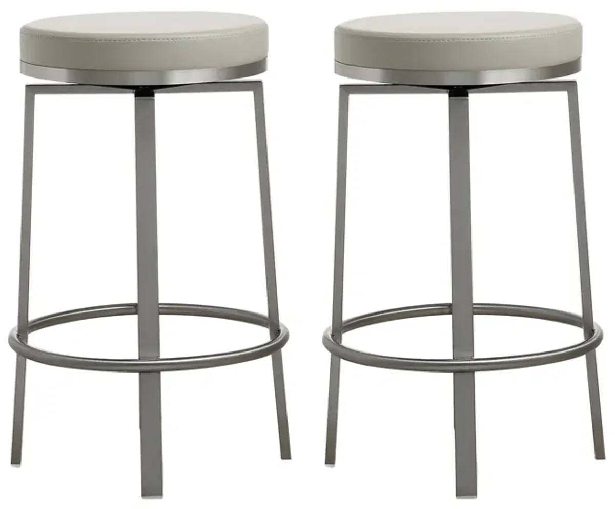 Pratt Light Grey Swivel Counter Stool - Set of 2