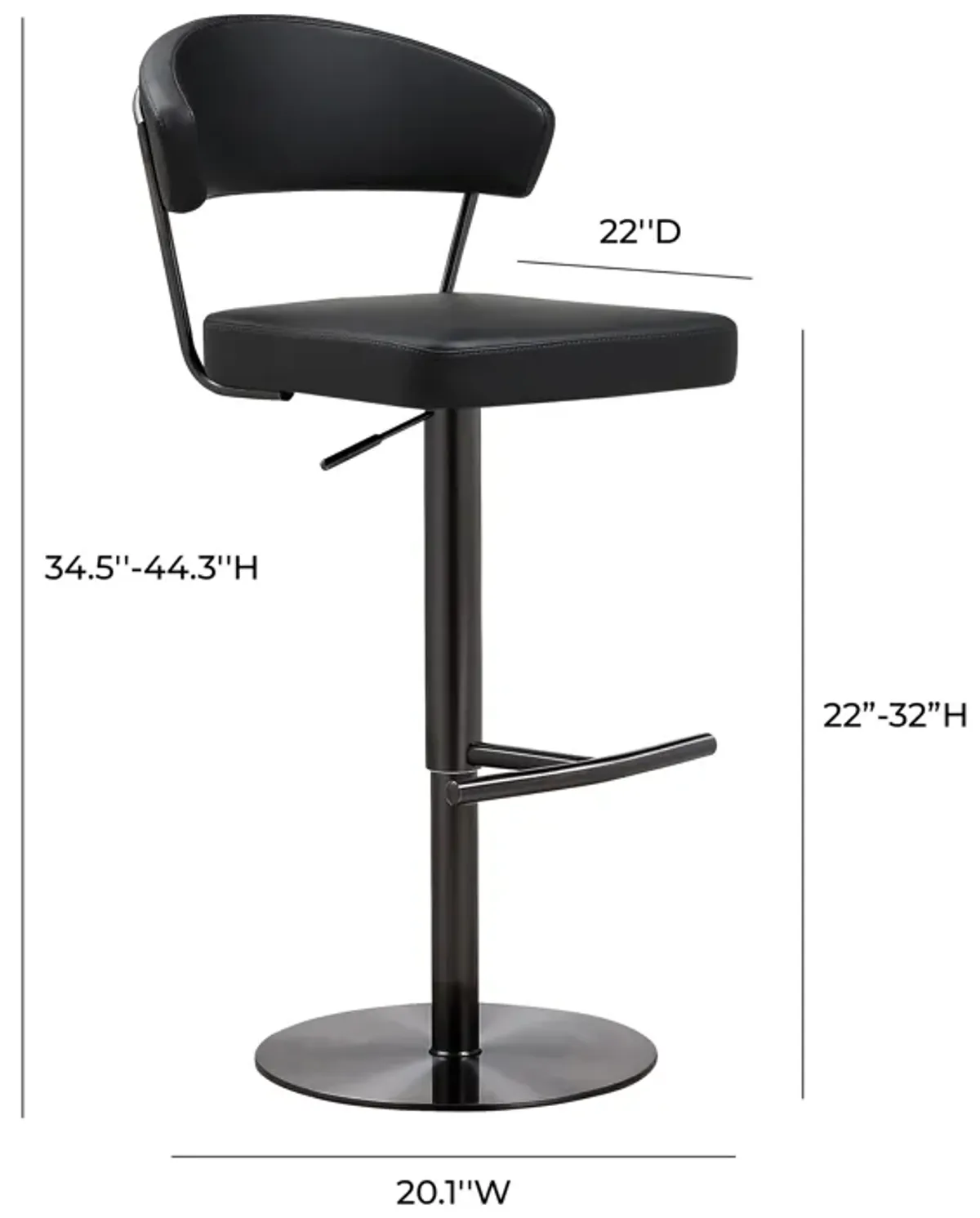 Cosmo Black Performance Vegan Leather on Black Steel Barstool