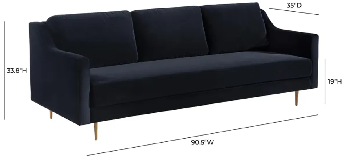 Milan Black Velvet Sofa