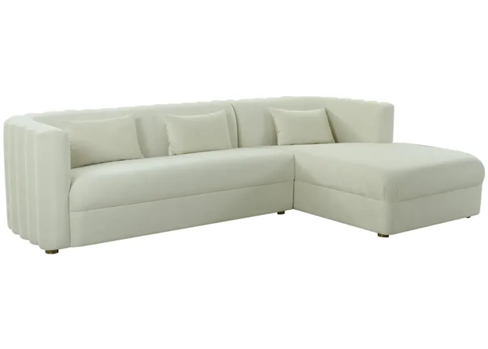 Callie Cream Velvet Sectional - RAF