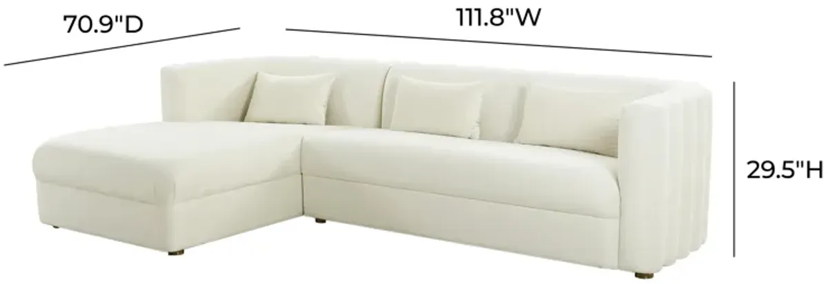 Callie Cream Velvet Sectional - LAF