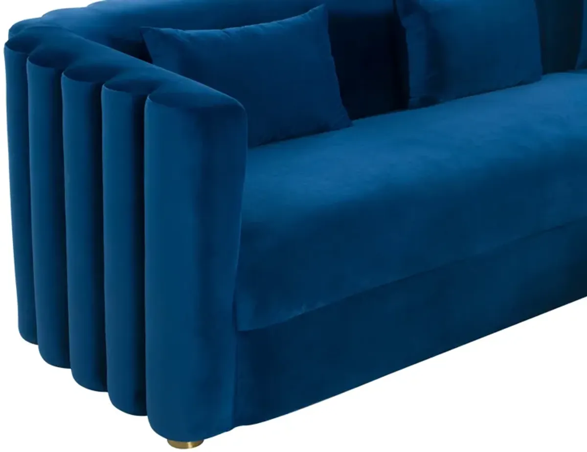 Callie Navy Velvet Sectional - RAF