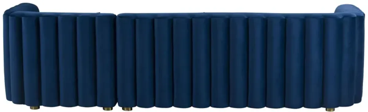 Callie Navy Velvet Sectional - RAF