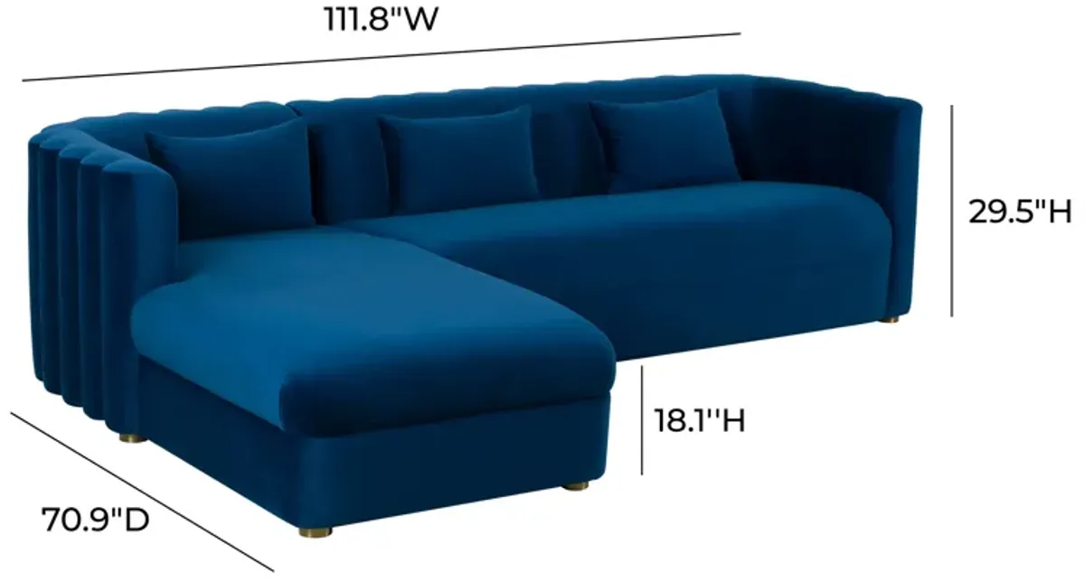 Callie Navy Velvet Sectional - LAF