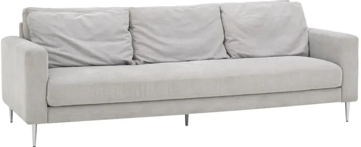 Vari Light Grey Textured Velvet Lounge Sofa