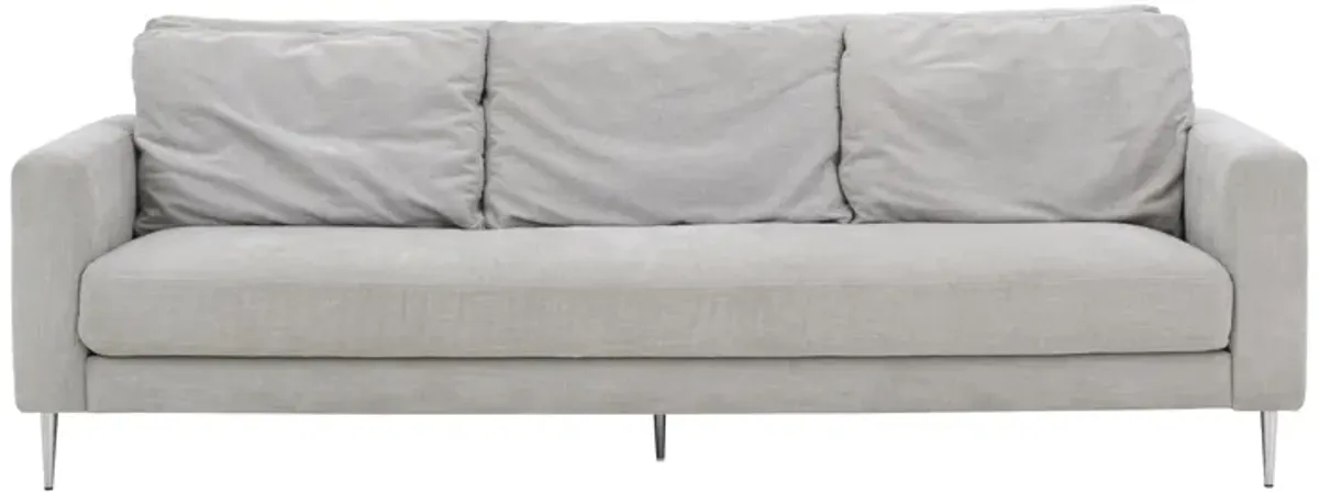 Vari Light Grey Textured Velvet Lounge Sofa