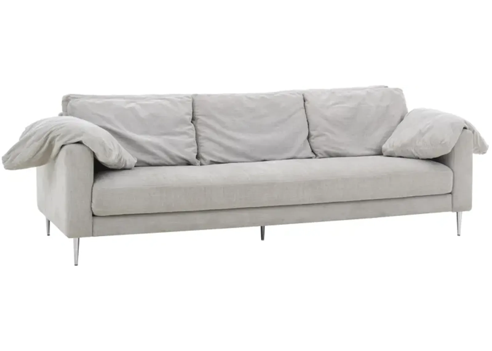 Vari Light Grey Textured Velvet Lounge Sofa