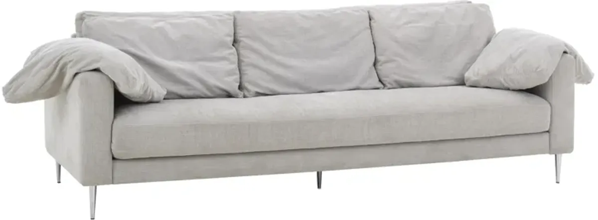 Vari Light Grey Textured Velvet Lounge Sofa