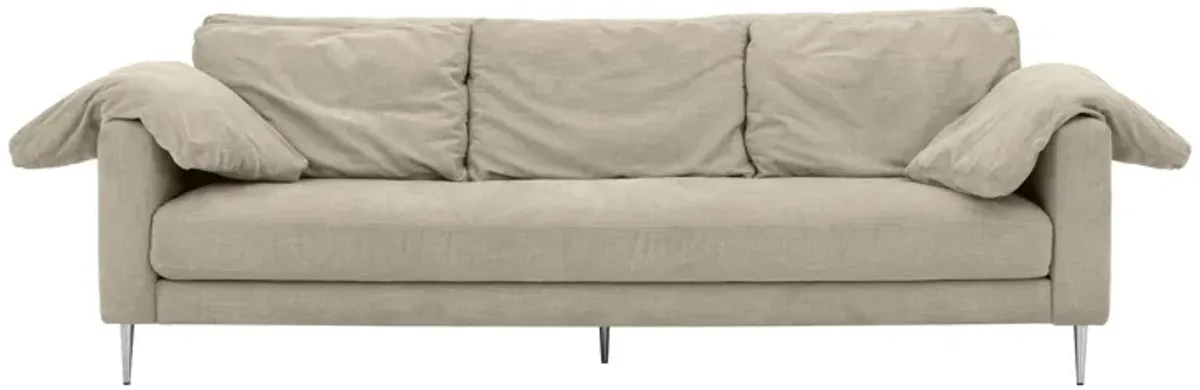 Vari Beige Textured Velvet Lounge Sofa