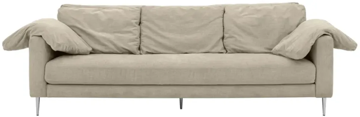 Vari Beige Textured Velvet Lounge Sofa