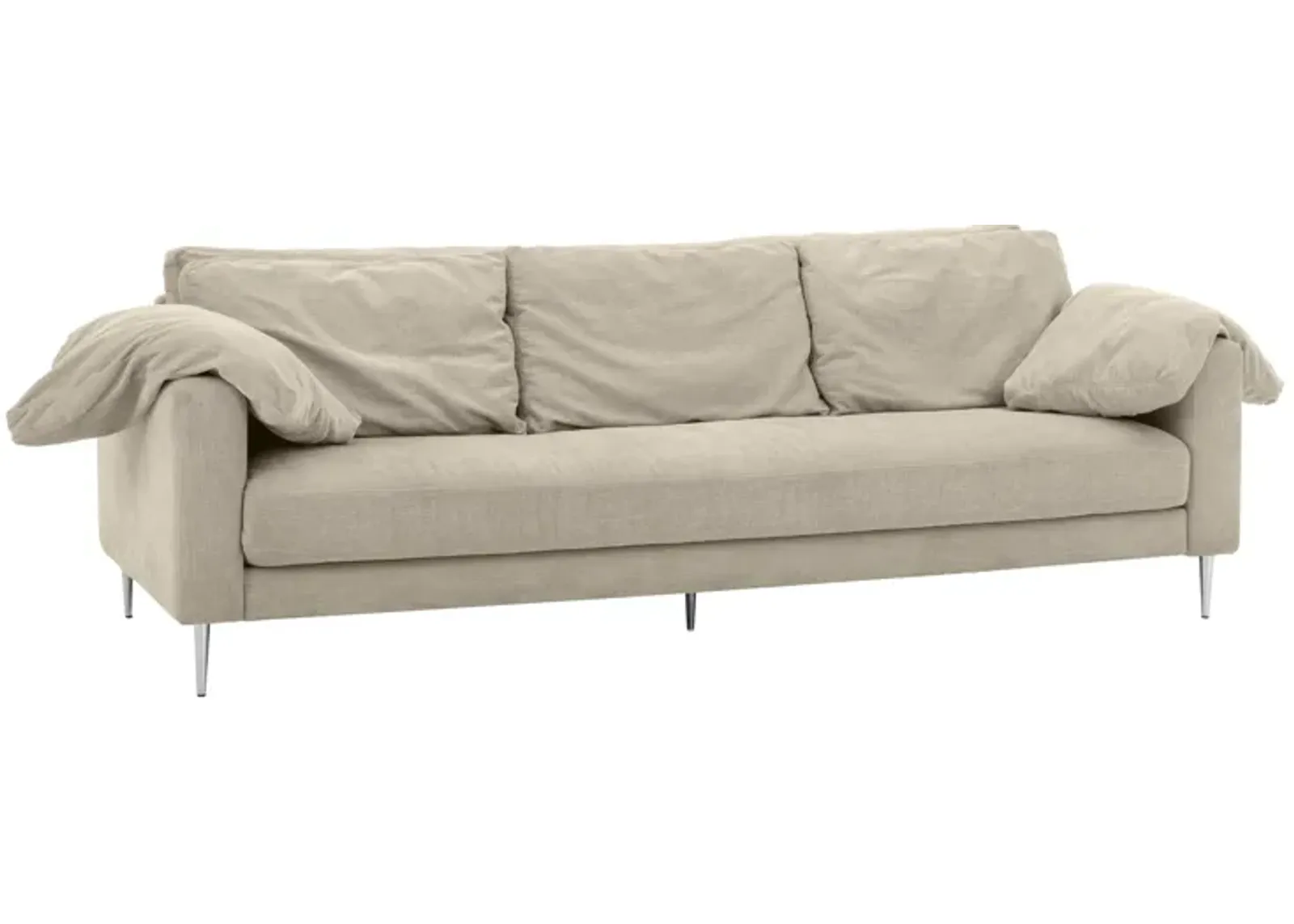 Vari Beige Textured Velvet Lounge Sofa