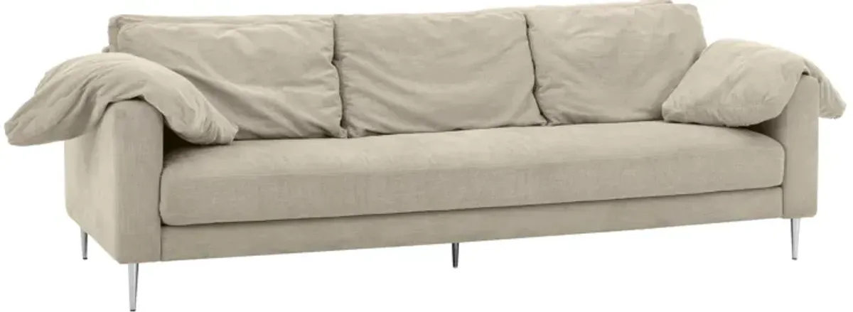 Vari Beige Textured Velvet Lounge Sofa