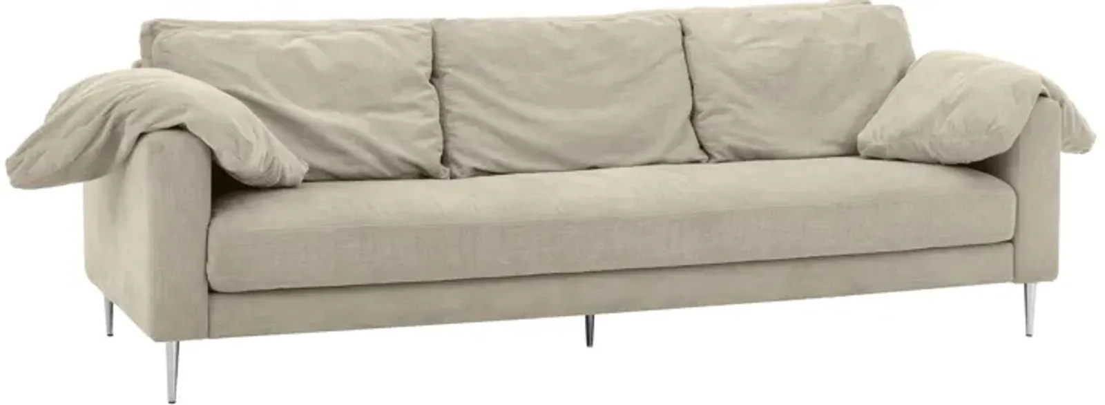 Vari Beige Textured Velvet Lounge Sofa