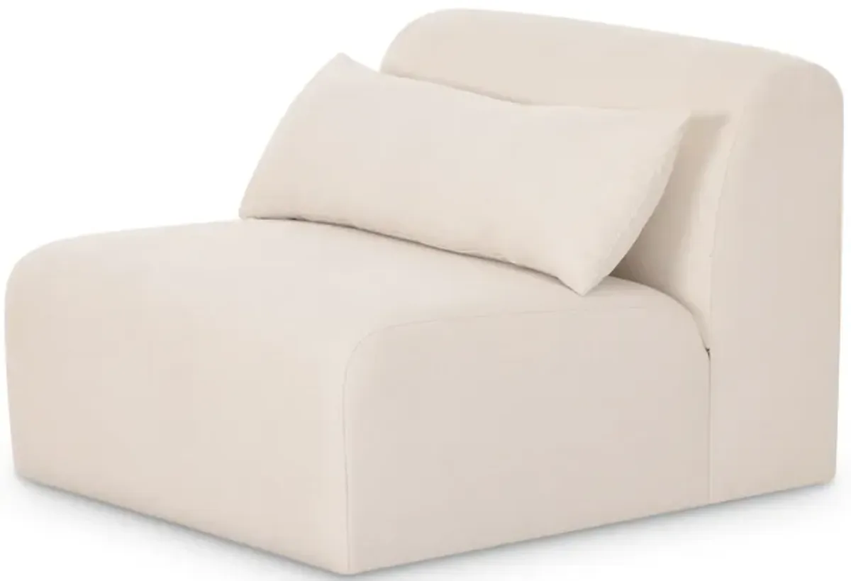 Tarra Cream Chenille Modular Armless Chair
