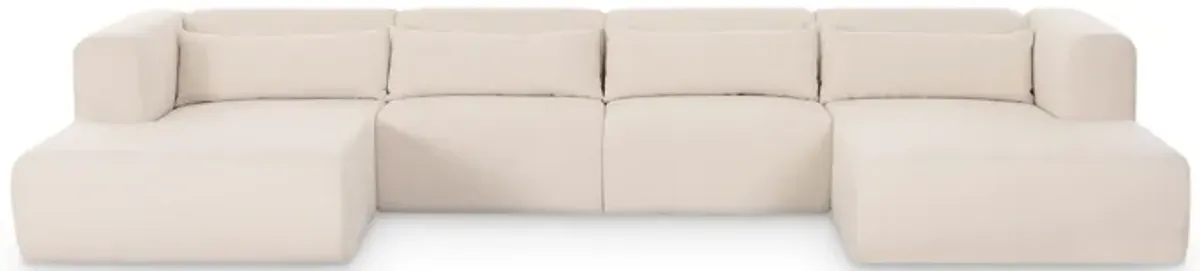Tarra 4-Pc Cream Chenille Modular U-Sectional
