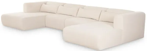 Tarra 4-Pc Cream Chenille Modular U-Sectional