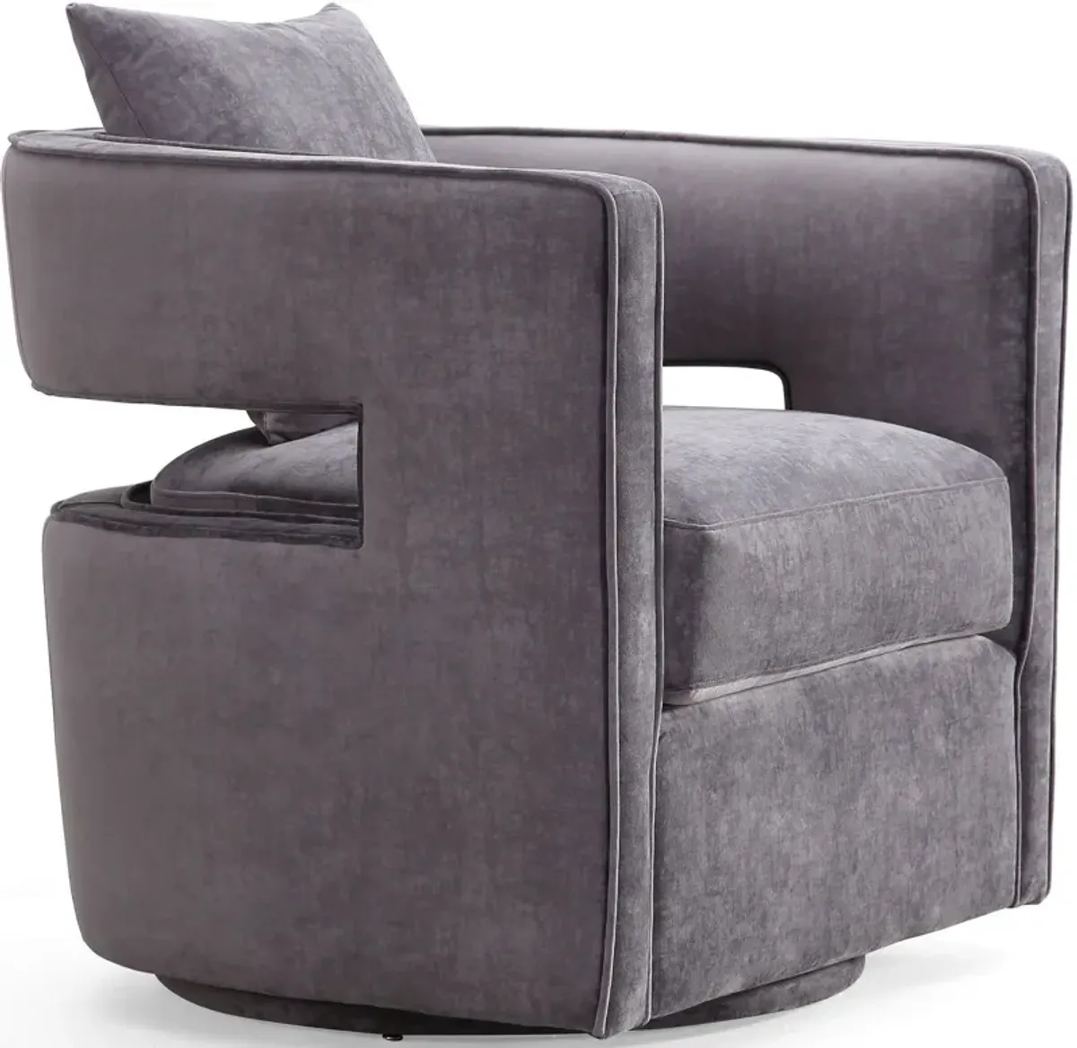 Kennedy Grey Textured Velvet Swivel Chair