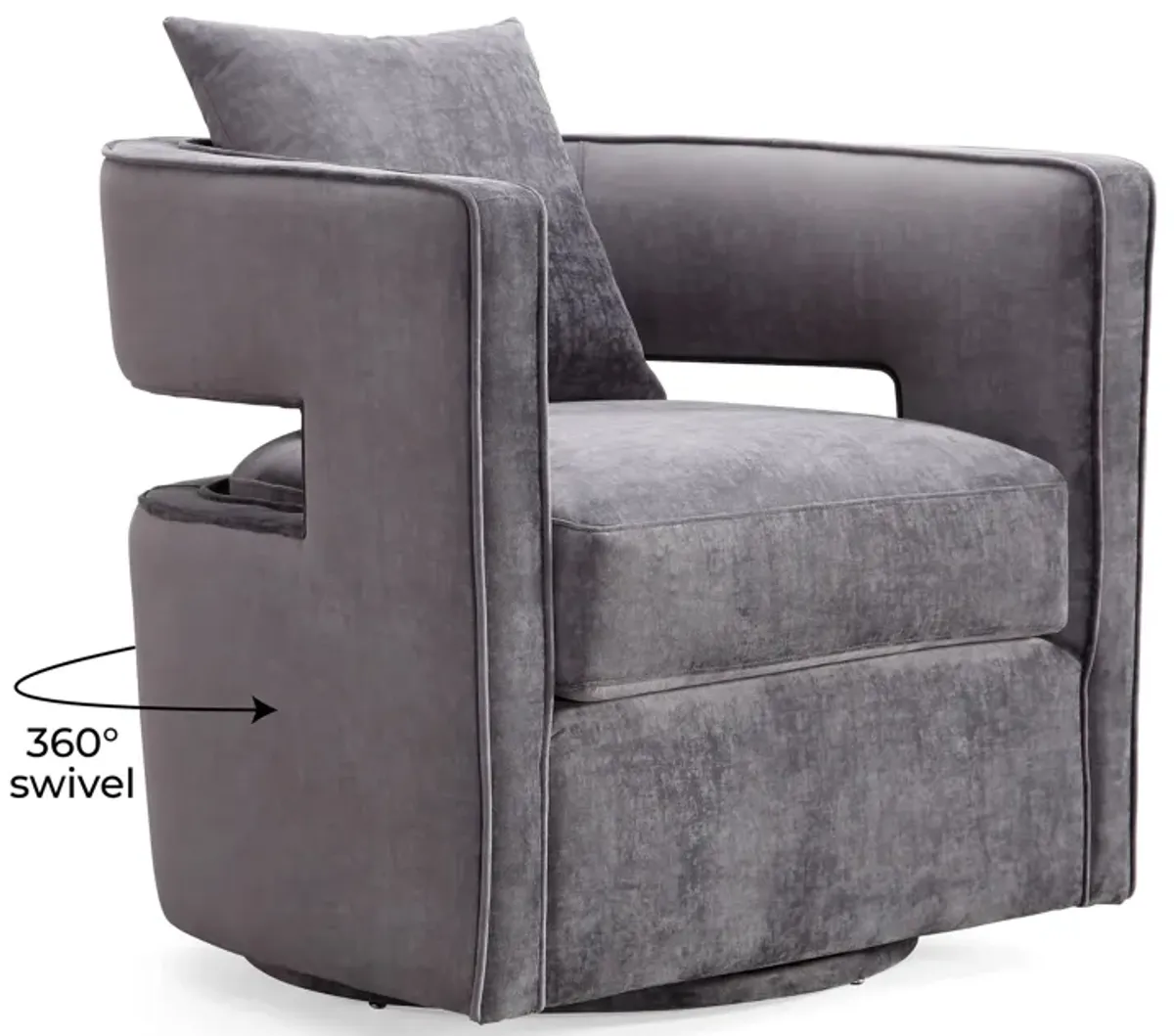 Kennedy Grey Textured Velvet Swivel Chair