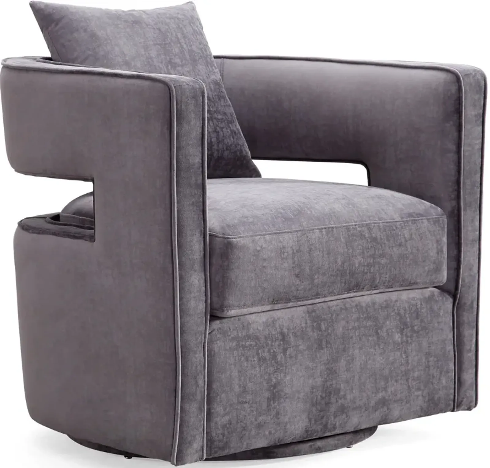 Kennedy Grey Textured Velvet Swivel Chair