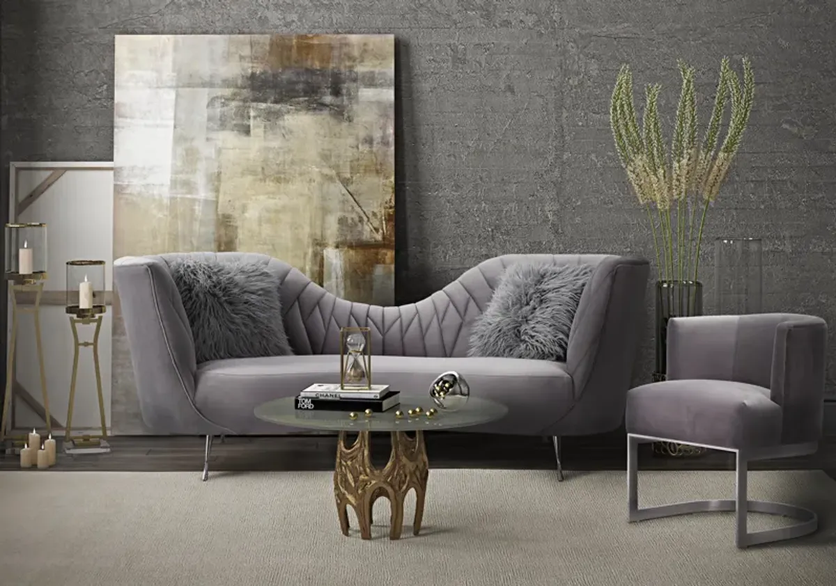 Eva Grey Velvet Sofa