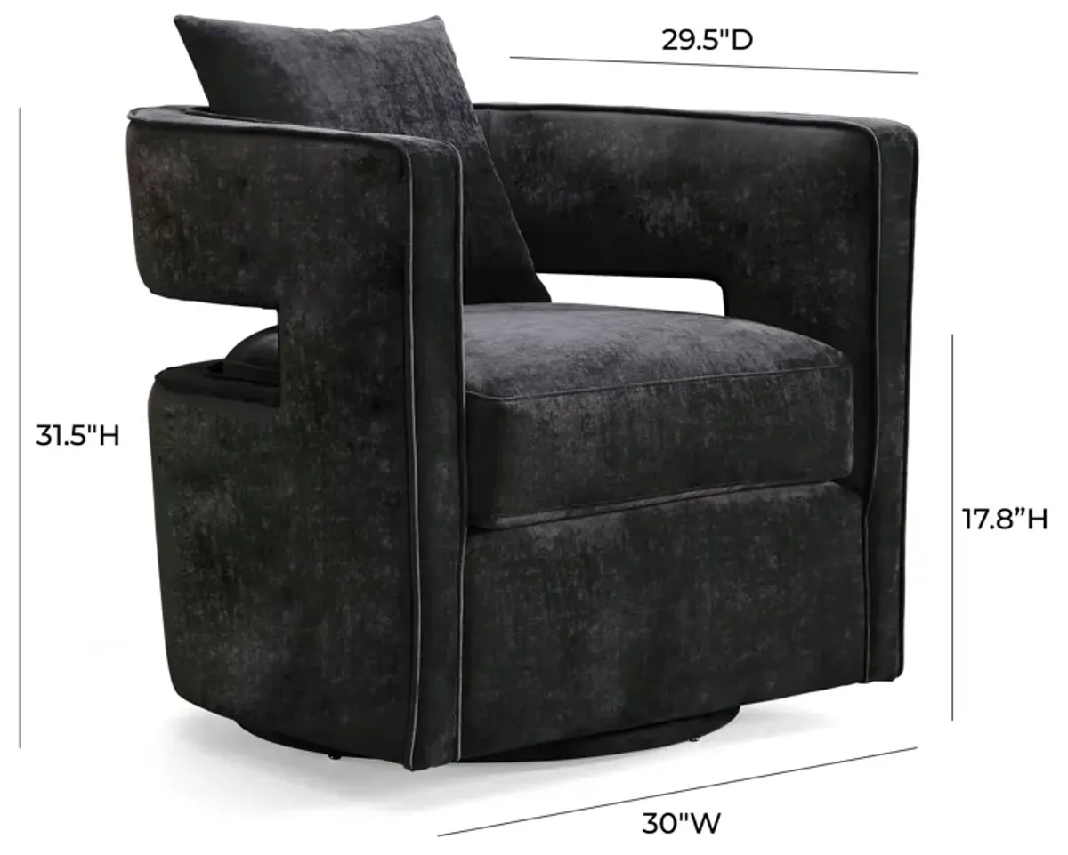 Kennedy Black Textured Velvet Swivel Chair