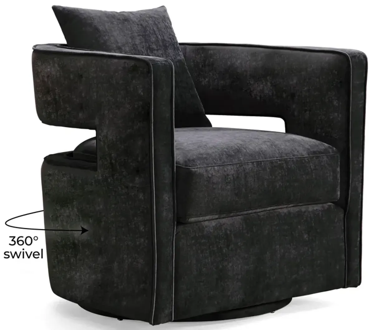 Kennedy Black Textured Velvet Swivel Chair