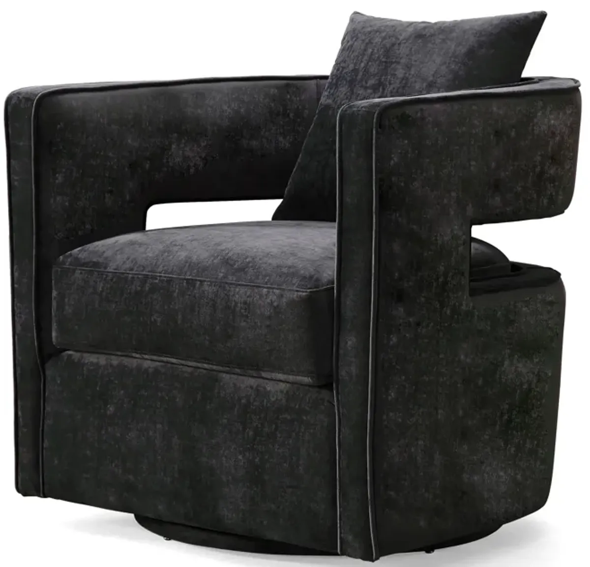 Kennedy Black Textured Velvet Swivel Chair