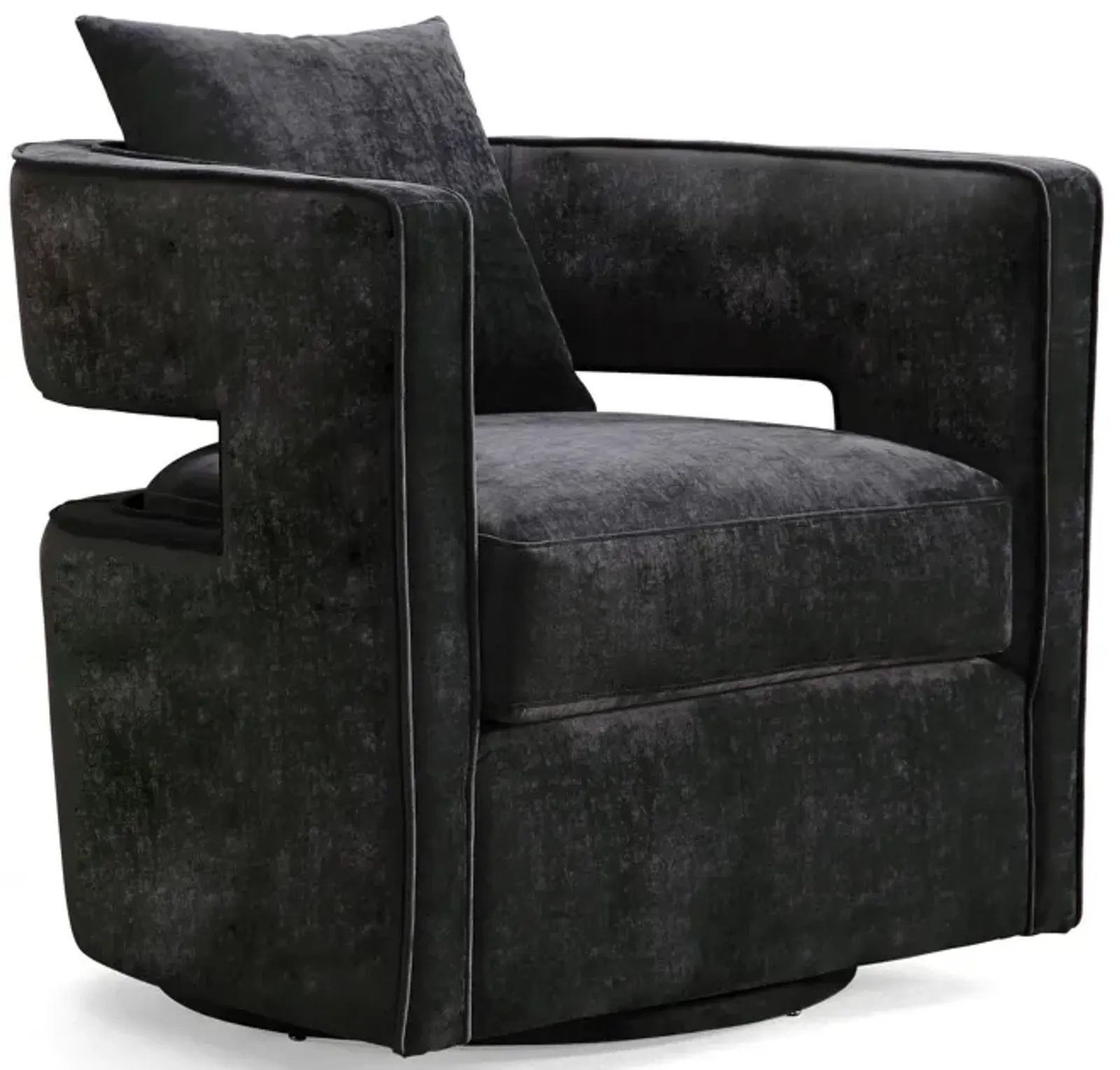 Kennedy Black Textured Velvet Swivel Chair