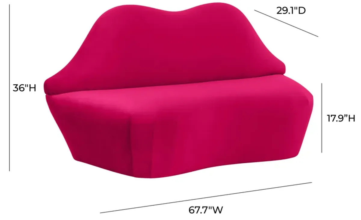 Lips Hot Pink Velvet Settee