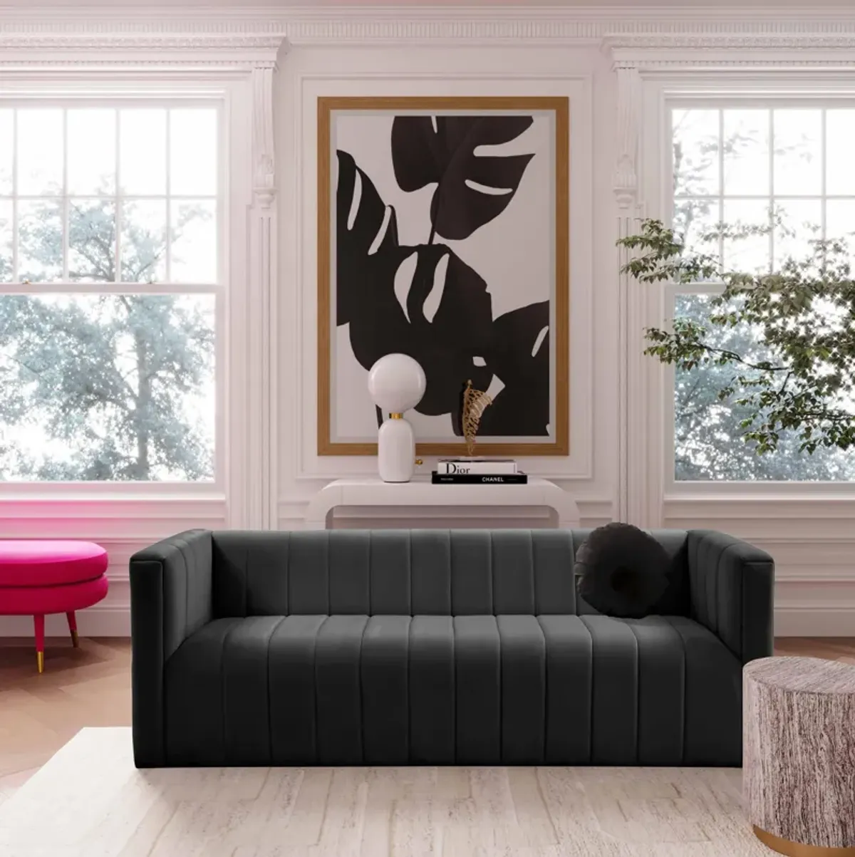 Norah Black Velvet Sofa