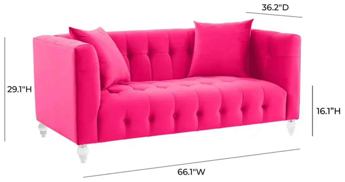 Bea Hot Pink Velvet Loveseat