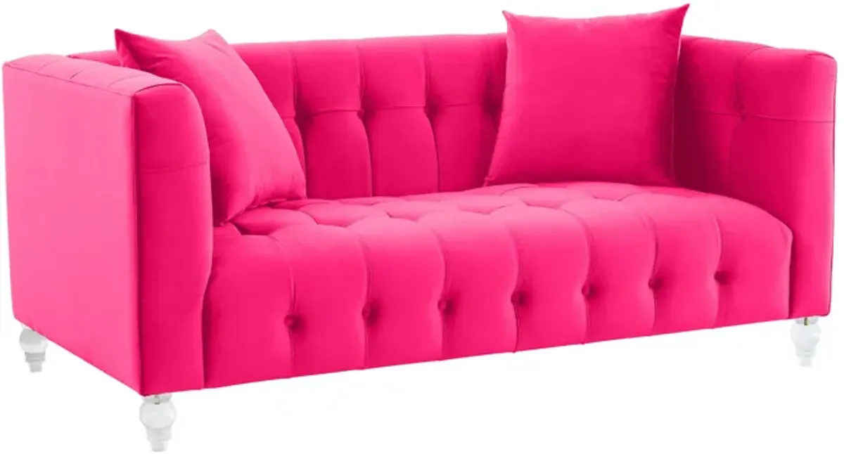 Bea Hot Pink Velvet Loveseat