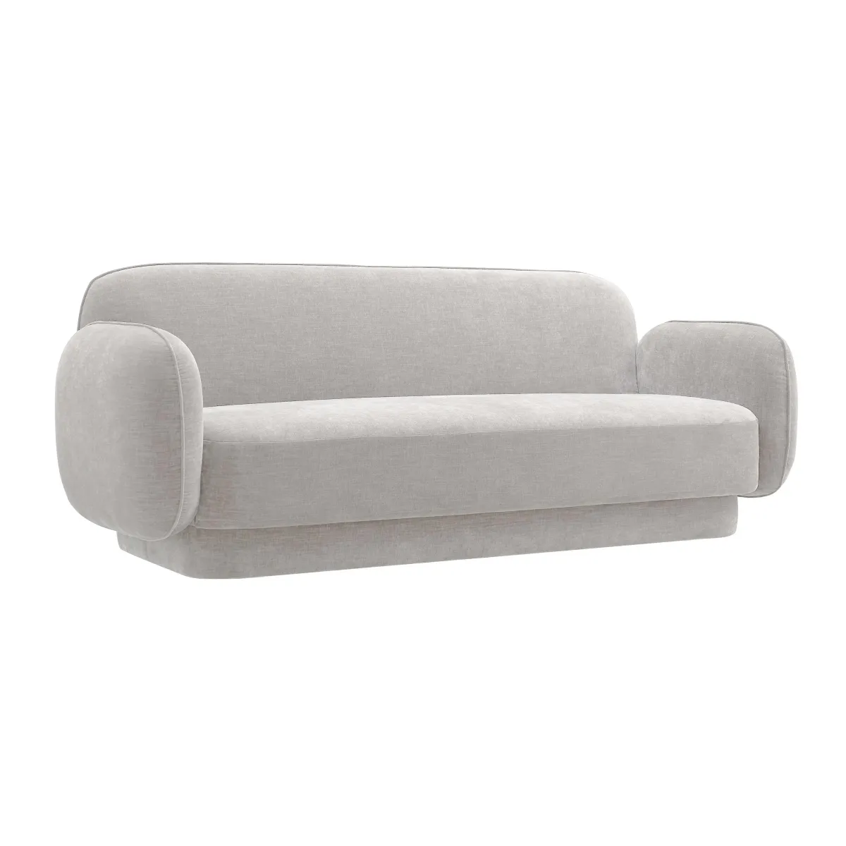 Kandor Stone Grey Textured Velvet Sofa