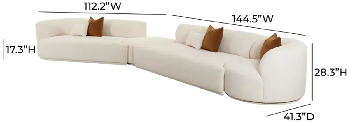 Fickle Cream Boucle 4-Piece Modular LAF Sectional