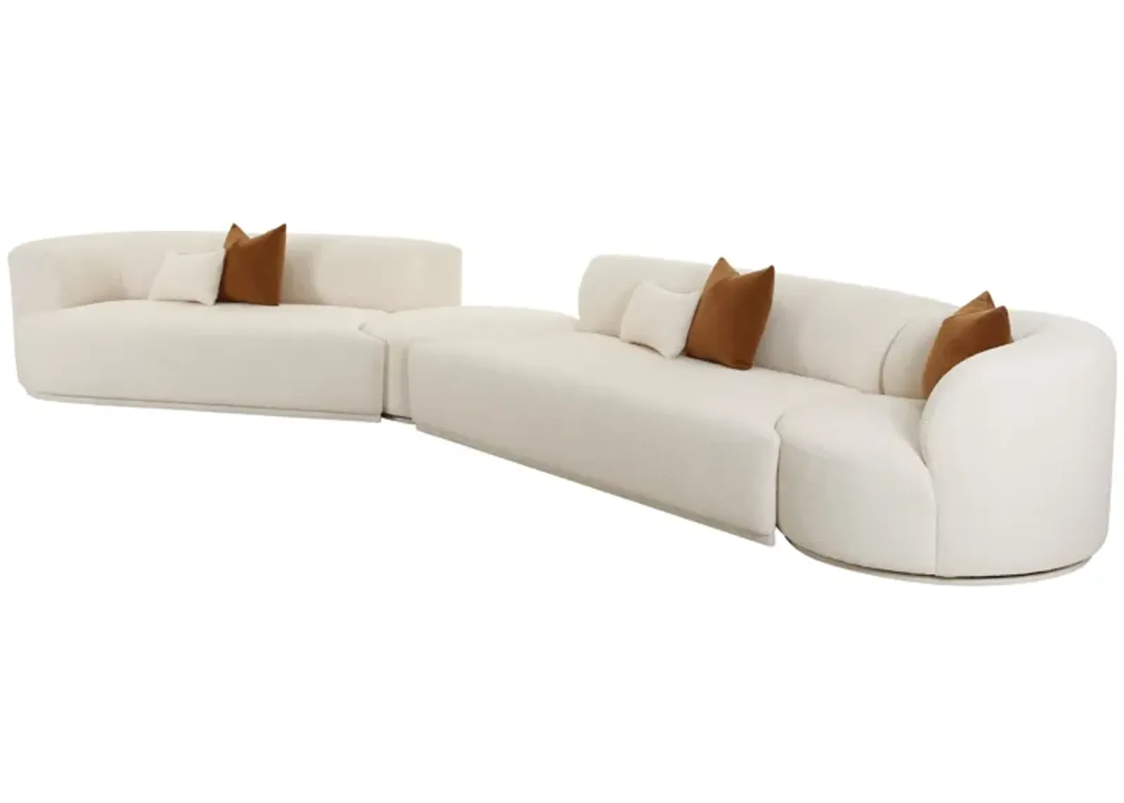 Fickle Cream Boucle 4-Piece Modular LAF Sectional