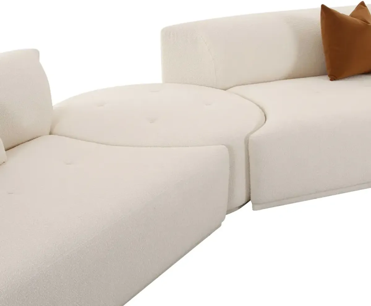 Fickle Cream Boucle 4-Piece Modular RAF Sectional