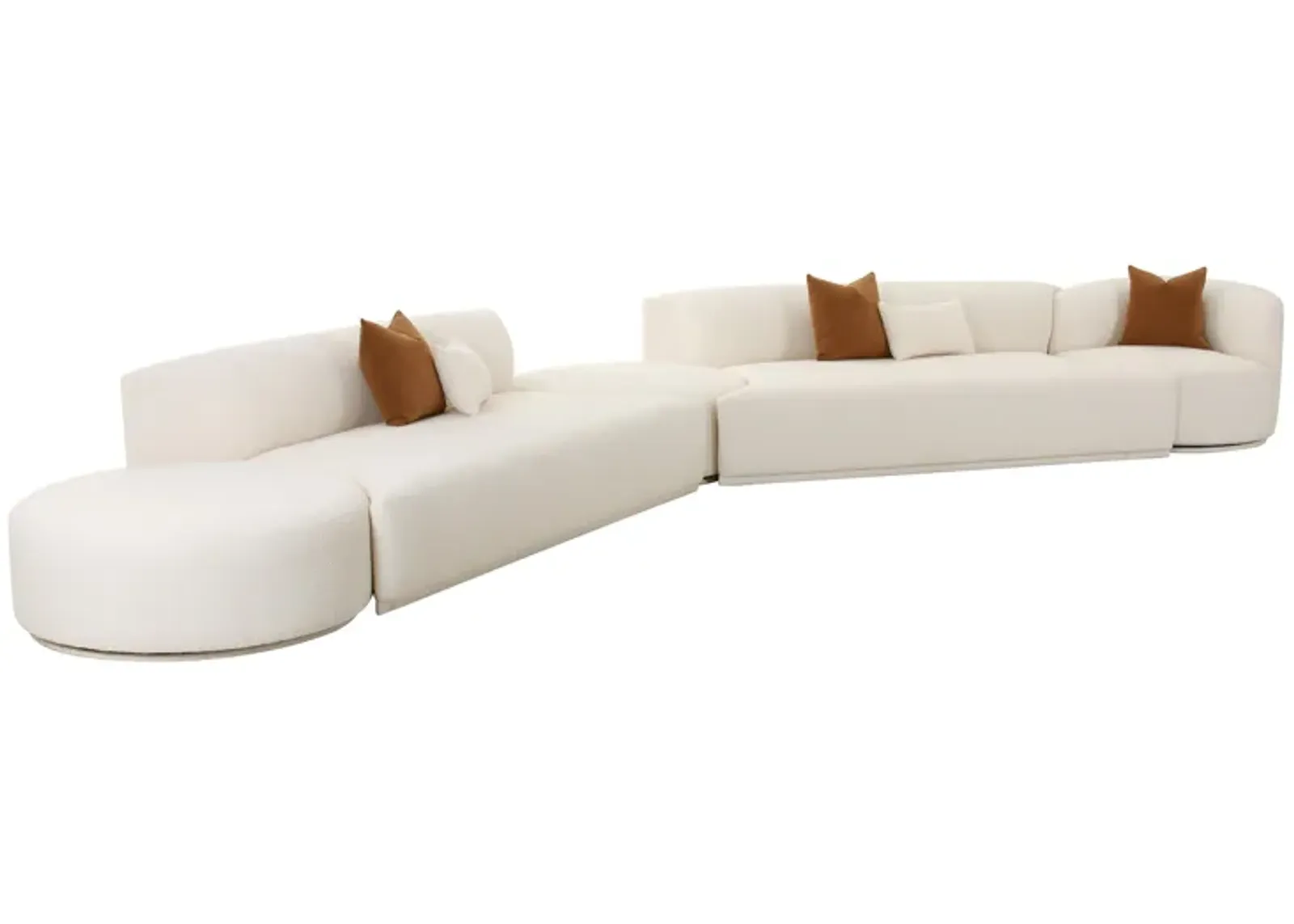 Fickle Cream Boucle 5-Piece Modular Chaise Sectional