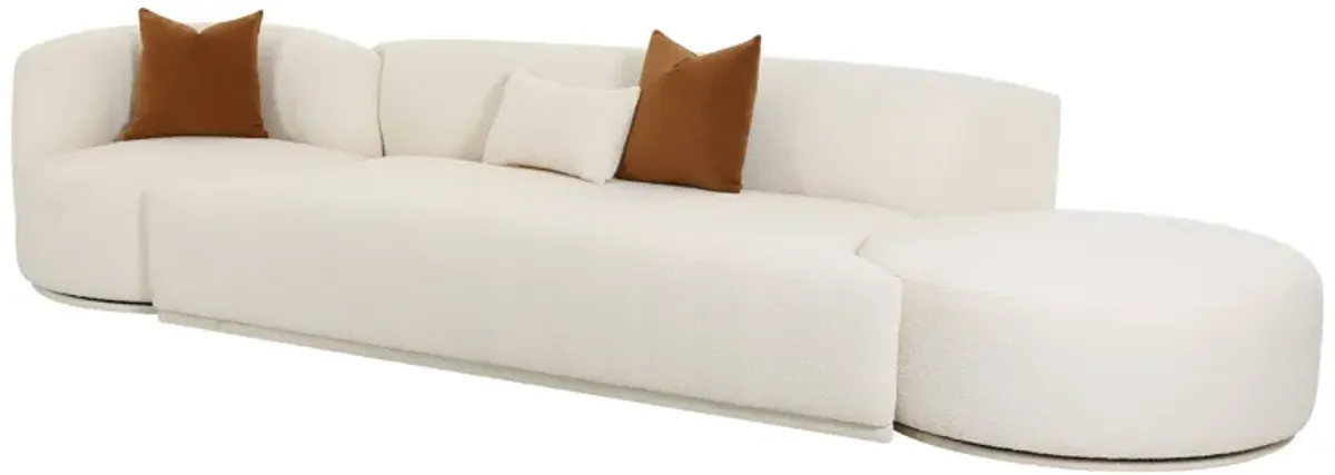 Fickle Cream Boucle 3-Piece Chaise Modular Sofa