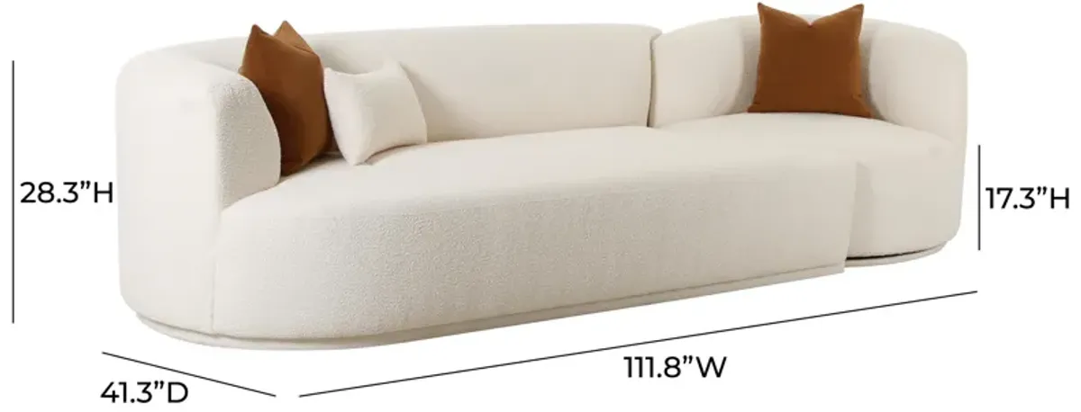 Fickle Cream Boucle 2-Piece Modular LAF Sofa