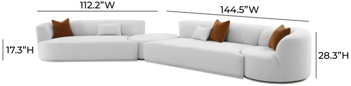 Fickle Grey Velvet 4-Piece Modular LAF Sectional