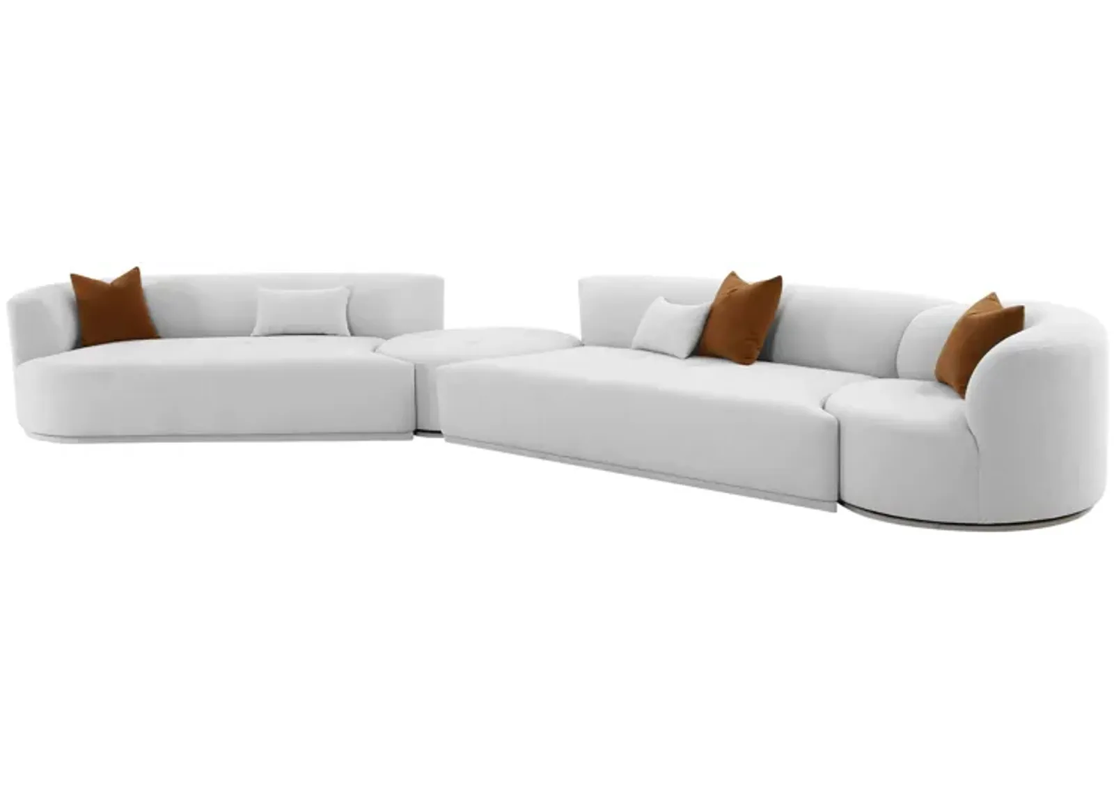 Fickle Grey Velvet 4-Piece Modular LAF Sectional