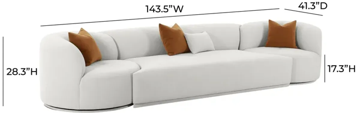 Fickle Grey Velvet 3-Piece Modular Sofa