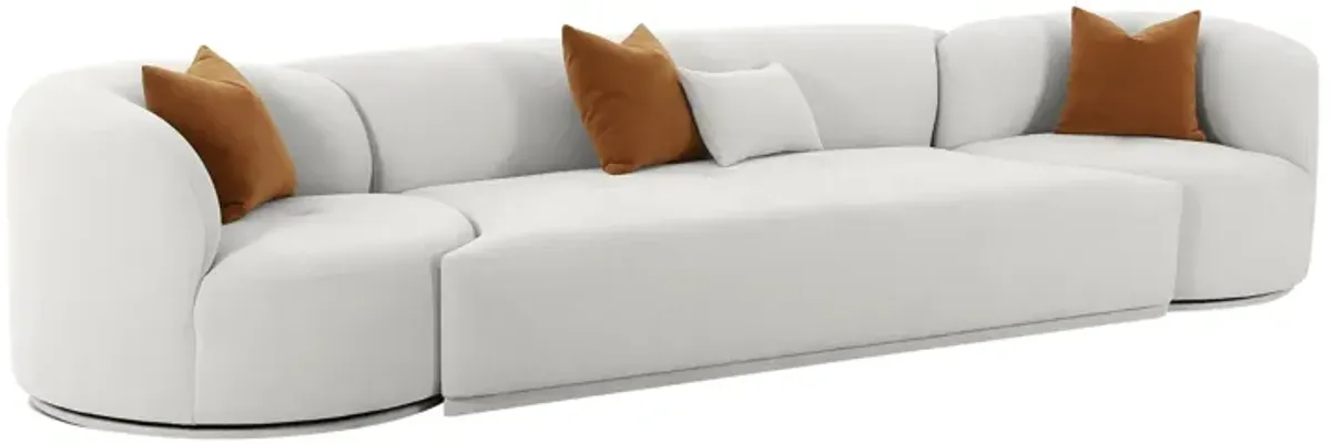 Fickle Grey Velvet 3-Piece Modular Sofa