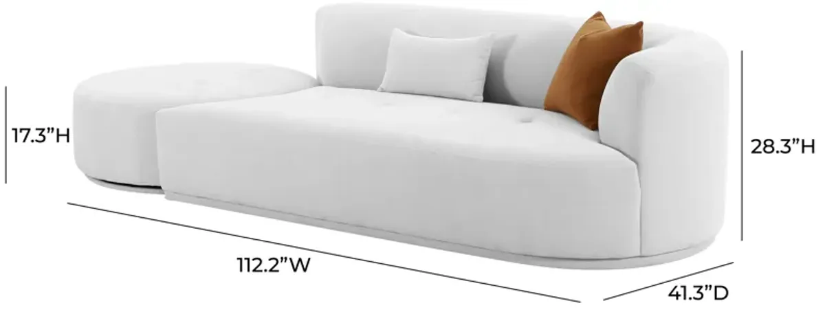 Fickle Grey Velvet 2-Piece Chaise Modular RAF Sofa