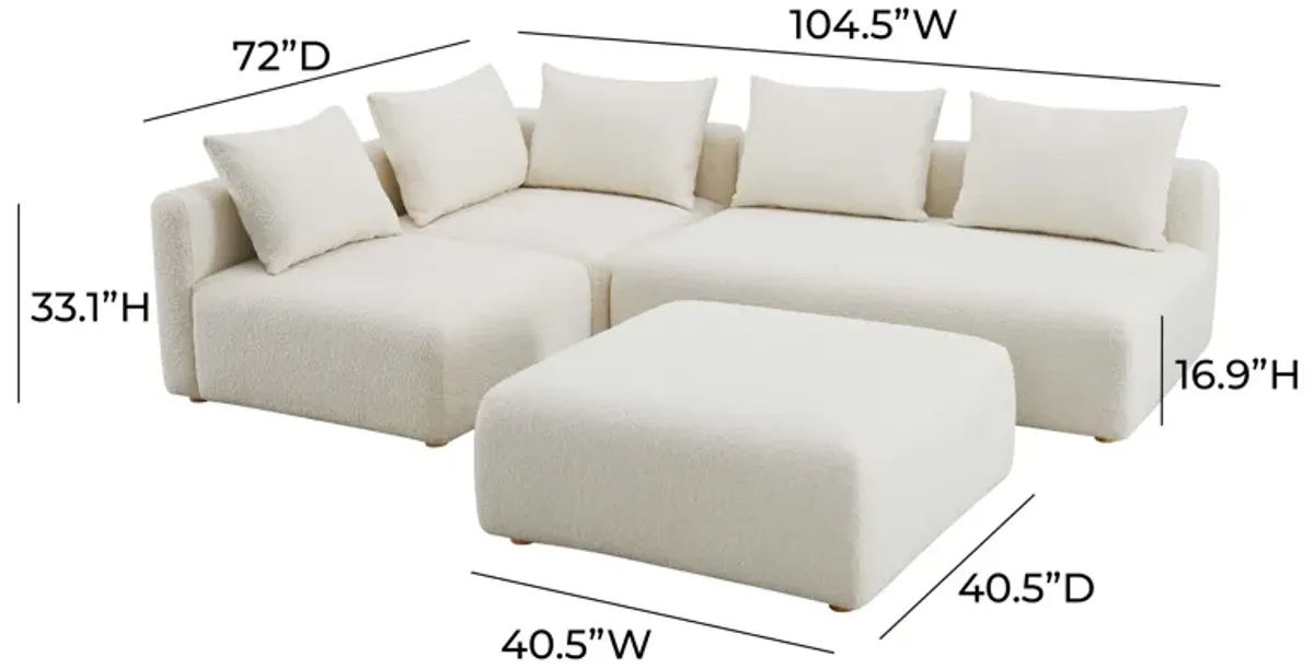 Hangover Cream Boucle 4-Piece Modular Chaise Sectional