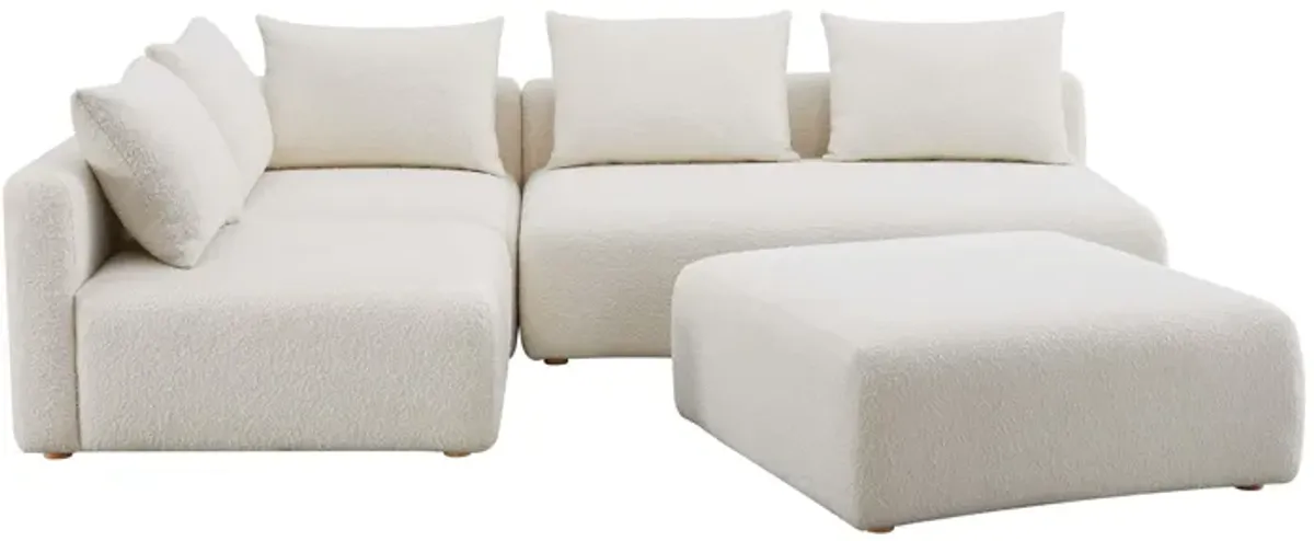 Hangover Cream Boucle 4-Piece Modular Chaise Sectional