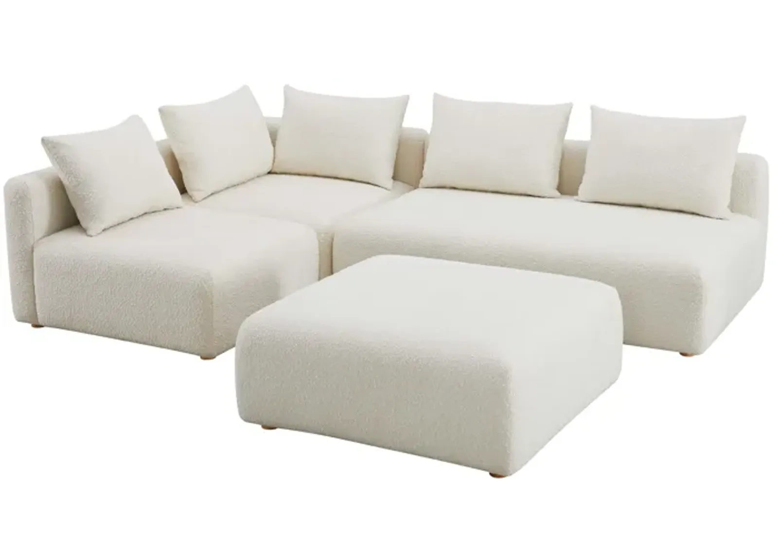 Hangover Cream Boucle 4-Piece Modular Chaise Sectional