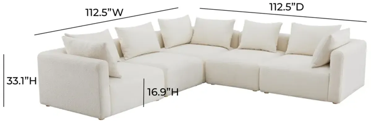 Hangover Cream Boucle 5-Piece Modular L-Sectional