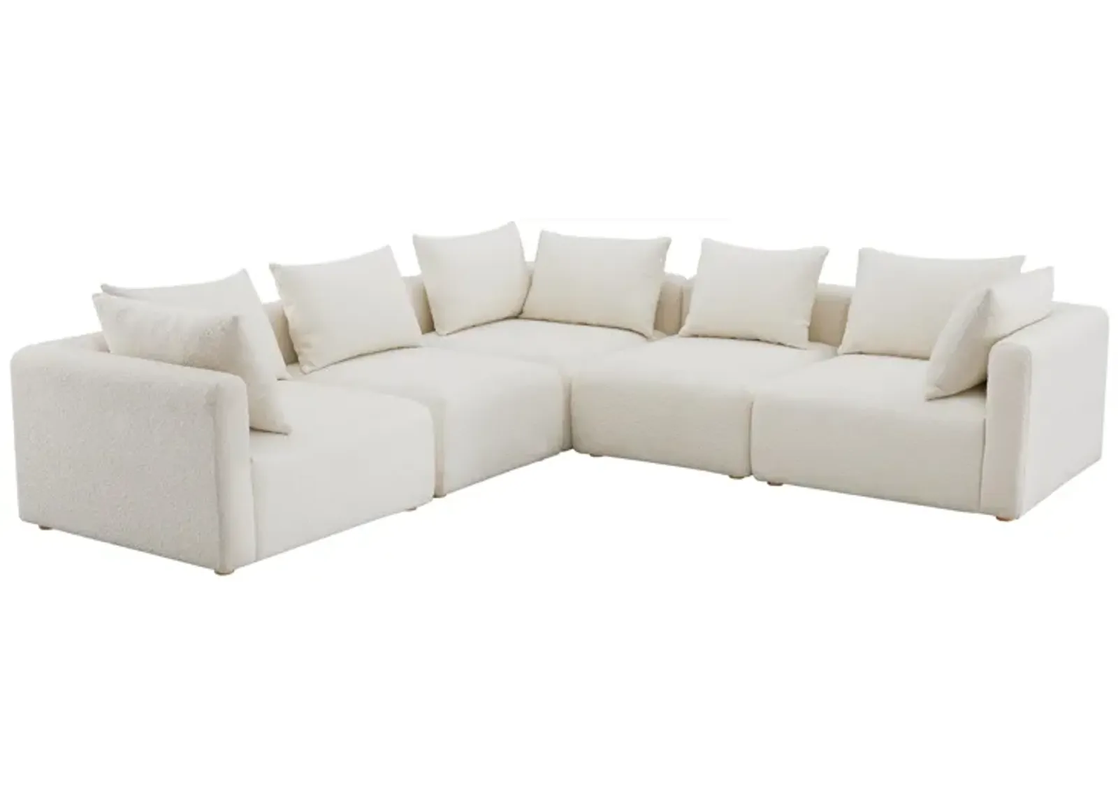 Hangover Cream Boucle 5-Piece Modular L-Sectional